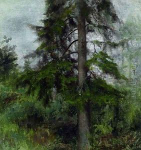 Greyhen in Firs (Orrhona i gran) by Bruno Andreas Liljefors