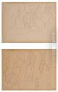Studies Of Soldiers by Eugene Delacroix