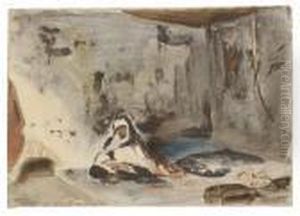A Moroccan In An Interior by Eugene Delacroix