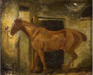 Cheval A L Ecurie by Eugene Delacroix