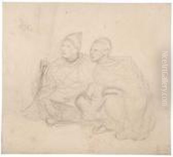 Study Of Two Seated Men - view 1