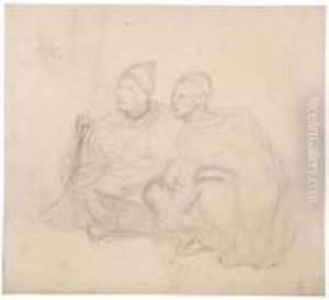 Study Of Two Seated Men by Eugene Delacroix