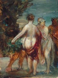 Nymphen Und Faune by Eugene Delacroix
