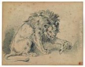 Liondepouillant Un Crane De Gazelle by Eugene Delacroix