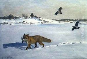Fox in a Winter Landscape by Bruno Andreas Liljefors
