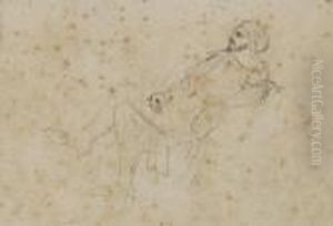 Un Chef Arabe Assis by Eugene Delacroix