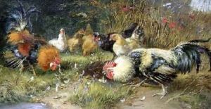 Poultry in a landscape by Bruno Andreas Liljefors