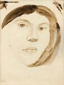 Portrait Presume De Jenny Le Guillou Jeune, Le Visage by Eugene Delacroix