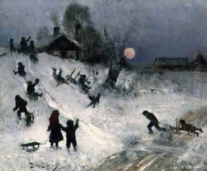 Sledging 1882 by Bruno Andreas Liljefors