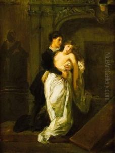Romeo Et Juliette Devant Les Tombeaux Des Capulets. by Eugene Delacroix