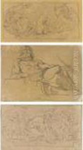 A Study For The Orpheus Group In The Peers' Library
And
Two Studies For Mercury And Mars From The Salon De La Paix: Three Drawings by Eugene Delacroix