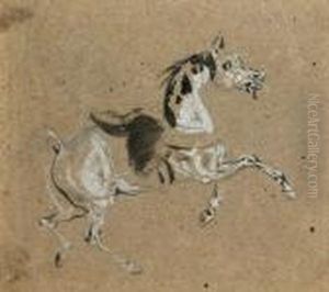 Etude De Cheval Cabre by Eugene Delacroix
