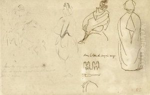A Horseman Brandishing A Gun,
Three North African Figures And A Subsidiary Study Of The Gates Of A
Town by Eugene Delacroix