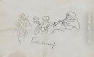 Study Of Arab Heads by Eugene Delacroix
