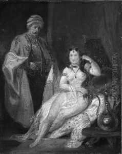Haremsszene. by Eugene Delacroix
