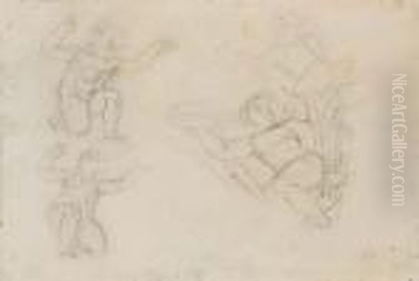 Quatre Personnages Nus, Dont Un Tenant Un Vase Fumant Et Une Gerbe - view 1