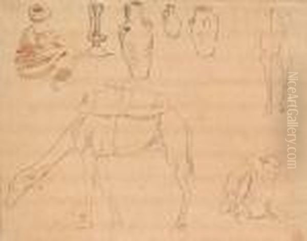 Etude D'un Oriental Assis, De Chameaux Et De Vases - view 1