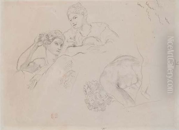 Deux Femmes I Mi-corps Et Bacchus En Buste Vu De Profil Vers La Gauche - view 1