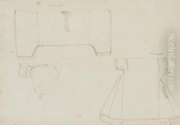 Copies D'apres Des Miniatures
Persanes: Un Sabre, Une Tete De Cheval, Une Tete D'homme Et Une Jeune
Femme Voilee - view 1