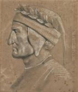Portrait De Dante De Profil by Eugene Delacroix