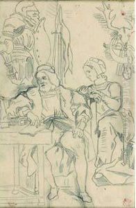 Goethe Ecrivant Ses Memoires by Eugene Delacroix