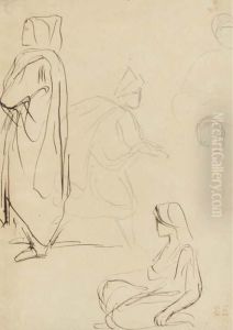 Etude De Figures Drapees Dans Des Djellabas