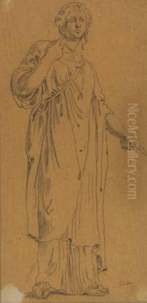 A Woman In Drapery Gesturing To The Right - view 1