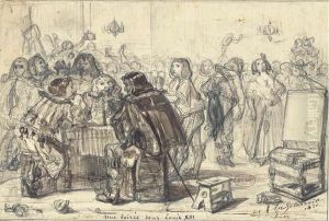 Une Soiree Sous Louis Xiii by Eugene Delacroix