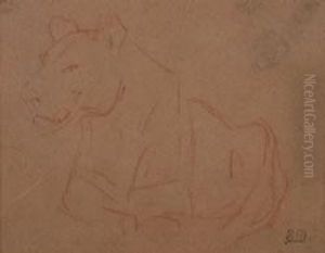 Study Of A Lion by Eugene Delacroix