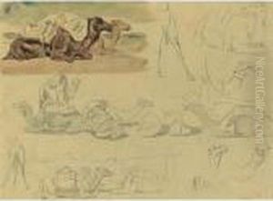 Studies Of Camels by Eugene Delacroix