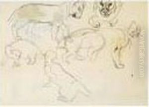Etudes De Felins by Eugene Delacroix