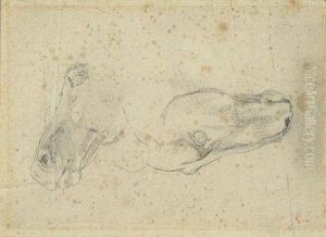 Two Studies Of The Head Of A Horse