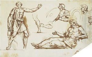Sheet Of Studies Of Figures From The Antique
