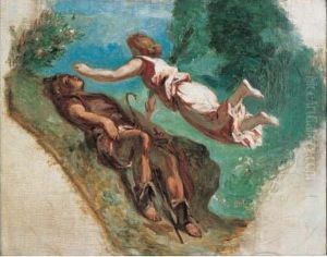 Etude Pour Hesiode Et La Muse, 1843-1844 by Eugene Delacroix