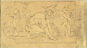 A Study For The Orpheus Group In
The Peers' Library And Two Studies For Mercury And Mars From The Salon
De La Paix: Three Drawings by Eugene Delacroix