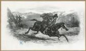 The Flight Of The Smuggler (delteil 54) by Eugene Delacroix