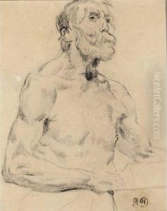Bust Of A Bearded Man by Eugene Delacroix