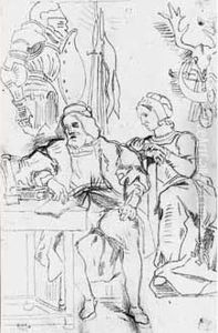 *etude Pour Une Scene Troubadour by Eugene Delacroix