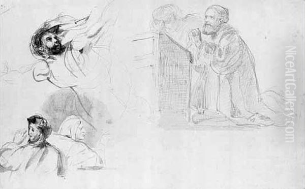 Feuille D'etudes Avec Croquis De Dante Et Virgile, Marguerite A
L'eglise Et Une Autre Etude De Personnage - view 1