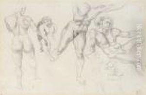 Studies Of Six Male Figures by Eugene Delacroix