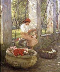 A Ligurian Flower Girl by Henry Herbert La Thangue