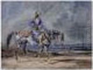 A Turkish Man On A Grey Horse by Eugene Delacroix