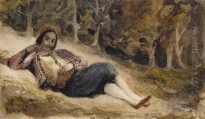 A Reclining Greek Man by Eugene Delacroix