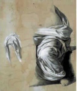 Etude De Drape Pour La Vierge Des Moissons by Eugene Delacroix
