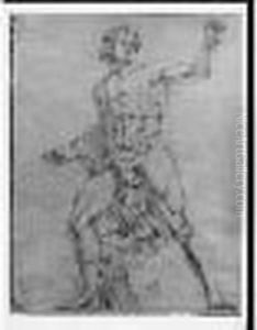 Etude De Guerrier Antique by Eugene Delacroix