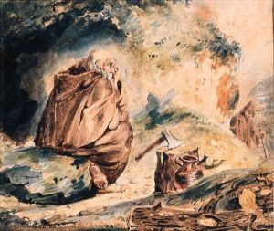 Deux Hermites Devant Une Grotte