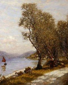 A Veronese Shepherdess Lake Garda by Henry Herbert La Thangue