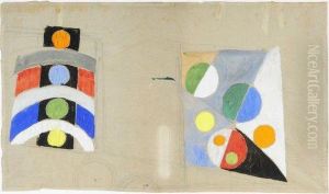 Deux Etudes Pour Le Pavillon Des Chemins De Fer (maquette De Presentation) by Robert Delaunay