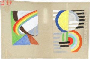 Deux Etudes Pour Le Pavillon Des Chemins De Fer (maquette De Presentation) by Robert Delaunay