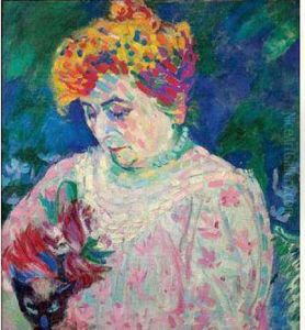 Portrait De Madame Henri Carlier, Vers 1906 by Robert Delaunay
